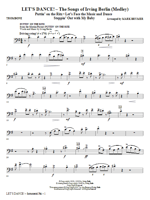 Let’s Dance! – The Songs of Irving Berlin (Medley) – Trombone Let’s Dance! – The Songs of Irving Berlin (Medley) – Trombone