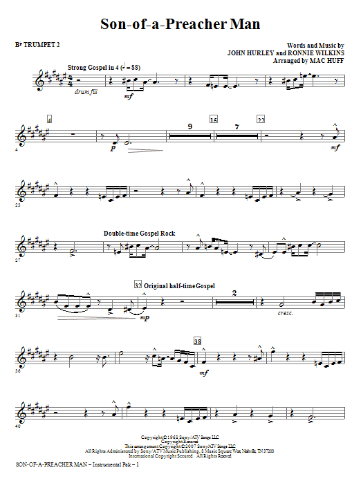 Son-of-a-Preacher Man – Bb Trumpet 2 Son-of-a-Preacher Man – Bb Trumpet 2