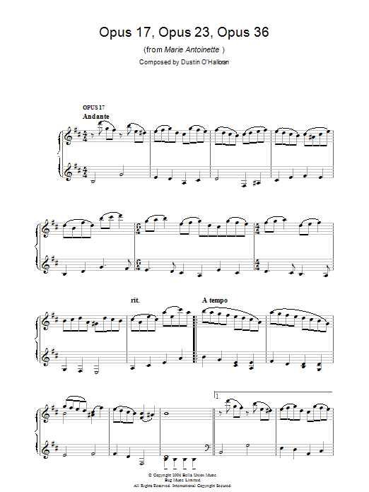 Opus 17, Opus 23, Opus 36 (from Marie Antoinette) Opus 17, Opus 23, Opus 36 (from Marie Antoinette)