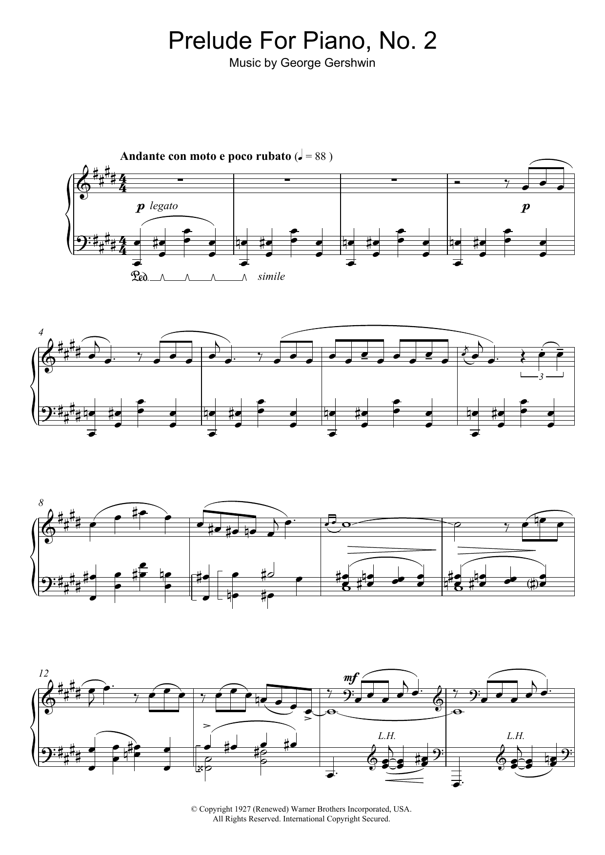 Prelude For Piano, No.2 Prelude For Piano, No.2