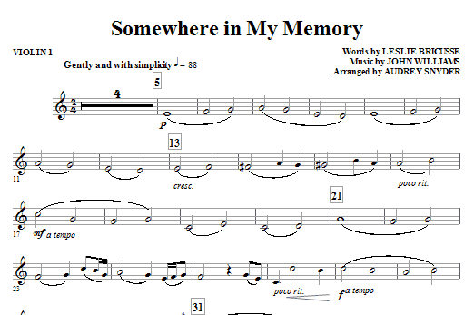 Somewhere in My Memory (arr. Audrey Snyder) – Violin 1 Somewhere in My Memory (arr. Audrey Snyder) – Violin 1