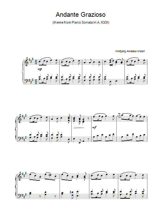 Andante Grazioso (theme from Piano Sonata In A, K331) Andante Grazioso (theme from Piano Sonata In A, K331)