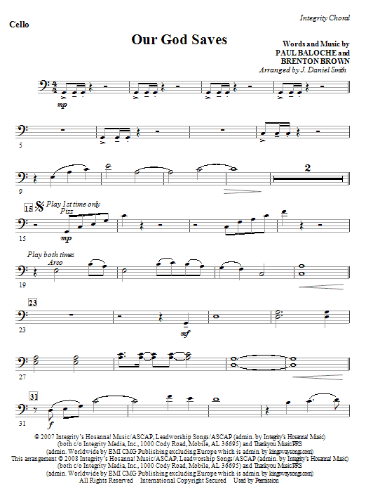 Our God Saves – Cello Our God Saves – Cello
