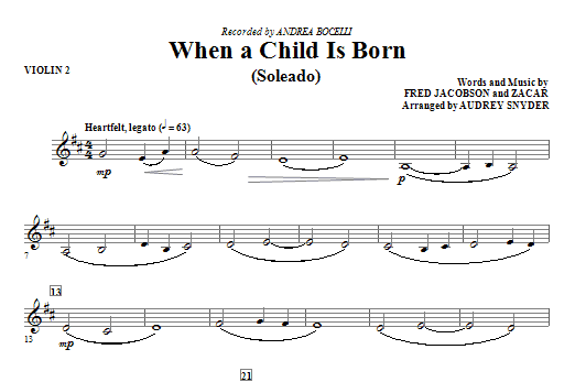 When A Child Is Born (Soleado) – Violin 2 When A Child Is Born (Soleado) – Violin 2