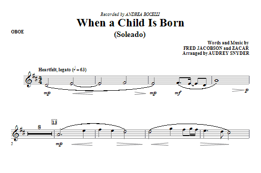 When A Child Is Born (Soleado) – Oboe When A Child Is Born (Soleado) – Oboe