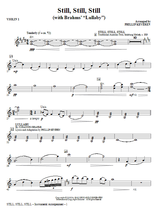 Still, Still, Still (with Brahms’ Lullaby) – Violin 1 Still, Still, Still (with Brahms’ Lullaby) – Violin 1