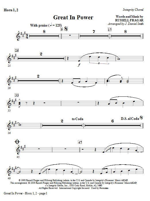 Great In Power – F Horn 1,2 Great In Power – F Horn 1,2