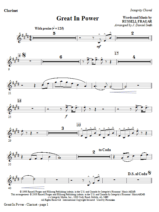 Great In Power – Clarinet Great In Power – Clarinet