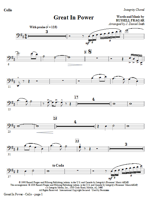 Great In Power – Cello Great In Power – Cello