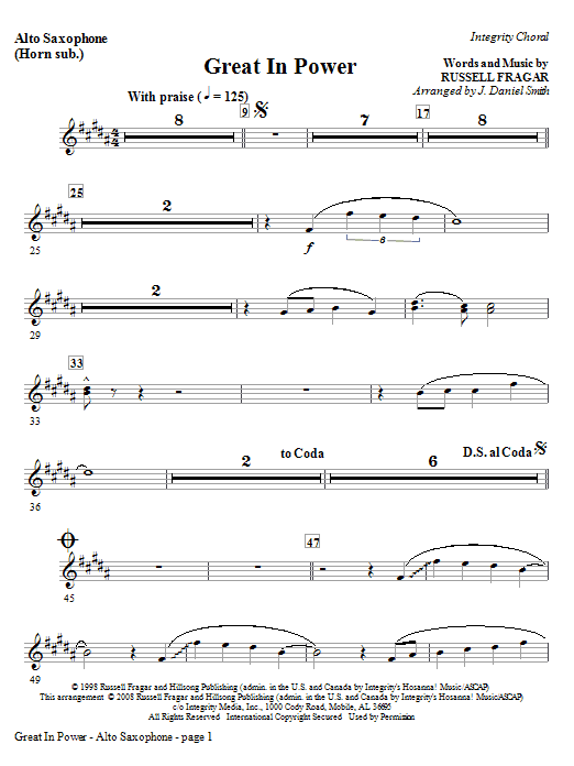 Great In Power – Alto Sax (Horn sub) Great In Power – Alto Sax (Horn sub)