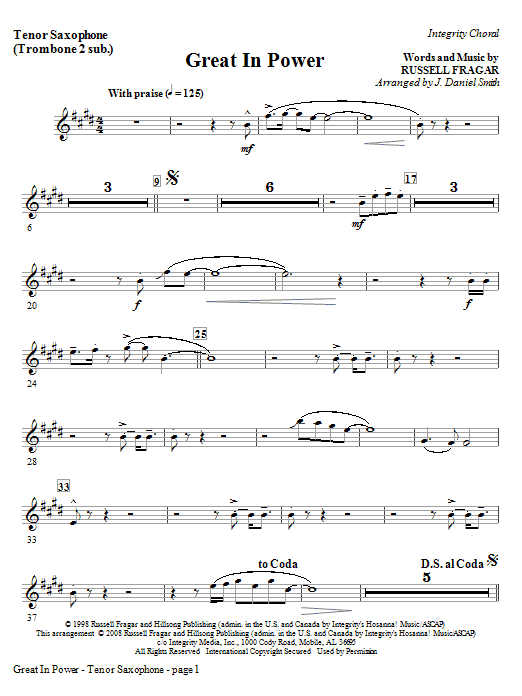 Great In Power – Tenor Sax (Trombone 2 sub) Great In Power – Tenor Sax (Trombone 2 sub)