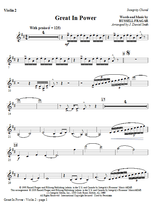Great In Power – Violin 2 Great In Power – Violin 2