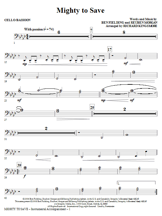 Mighty To Save – Cello/Bassoon Mighty To Save – Cello/Bassoon