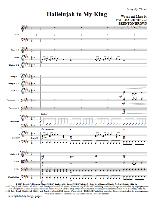 Hallelujah To My King – Full Score Hallelujah To My King – Full Score