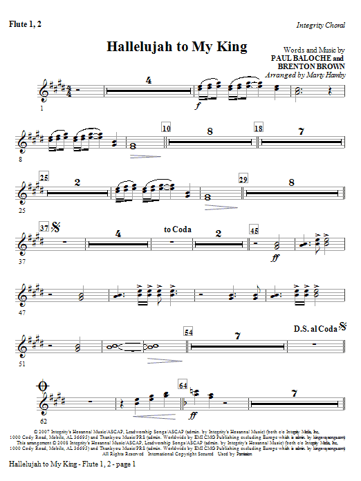 Hallelujah To My King – Flute 1,2 Hallelujah To My King – Flute 1,2