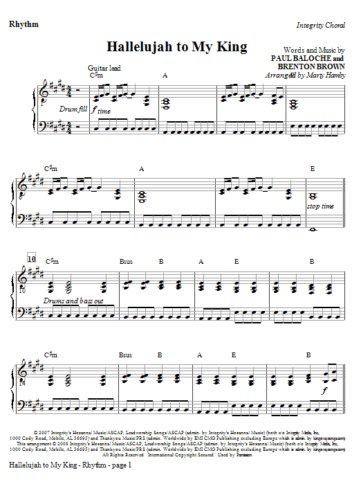 Hallelujah To My King – Rhythm Hallelujah To My King – Rhythm
