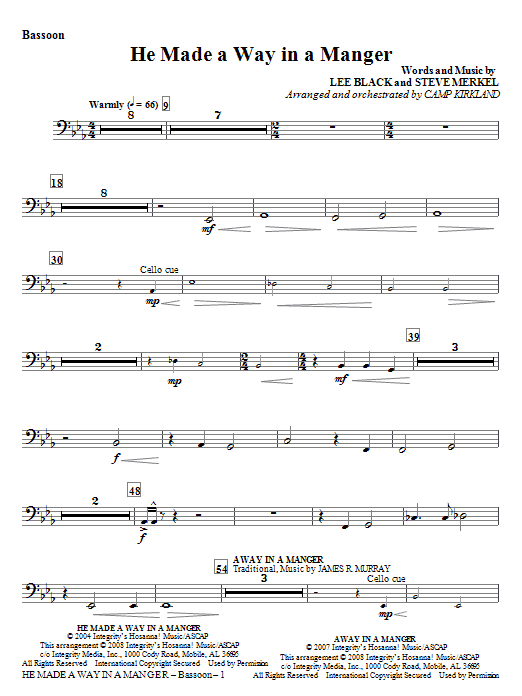 He Made A Way In A Manger – Bassoon He Made A Way In A Manger – Bassoon