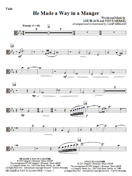 He Made A Way In A Manger – Viola He Made A Way In A Manger – Viola