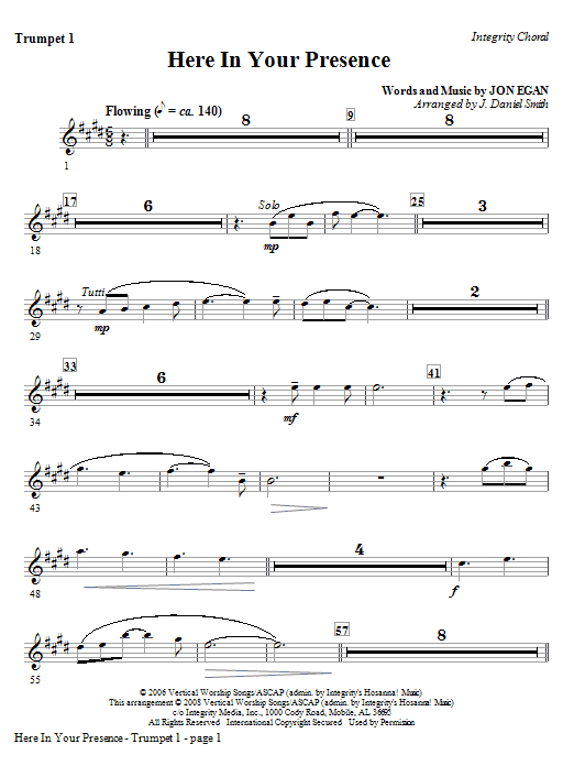Here In Your Presence – Trumpet 1 Here In Your Presence – Trumpet 1