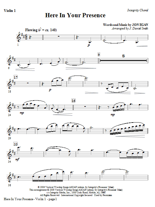Here In Your Presence – Violin 1 Here In Your Presence – Violin 1