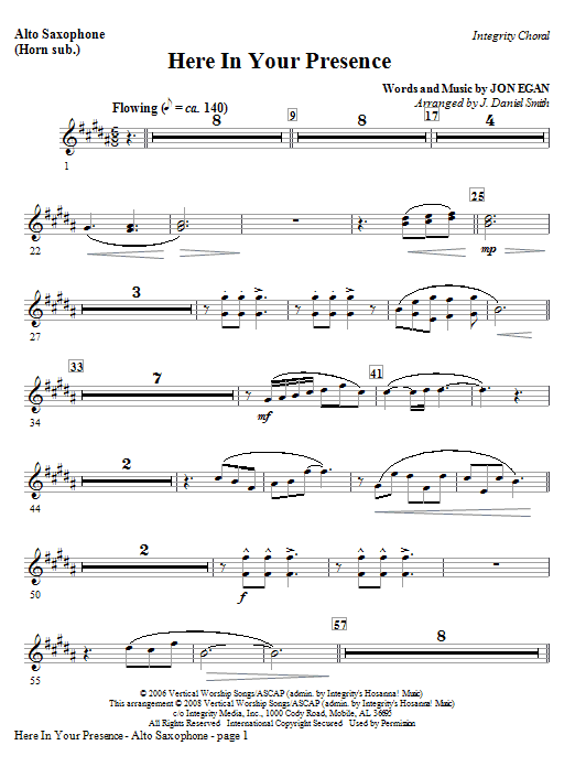 Here In Your Presence – Alto Sax (Horn sub) Here In Your Presence – Alto Sax (Horn sub)