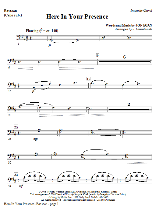 Here In Your Presence – Bassoon (Cello Sub) Here In Your Presence – Bassoon (Cello Sub)