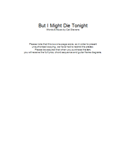 But I Might Die Tonight But I Might Die Tonight