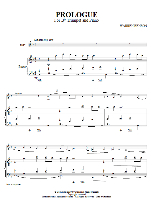 Prologue For Bb Trumpet And Piano Prologue For Bb Trumpet And Piano