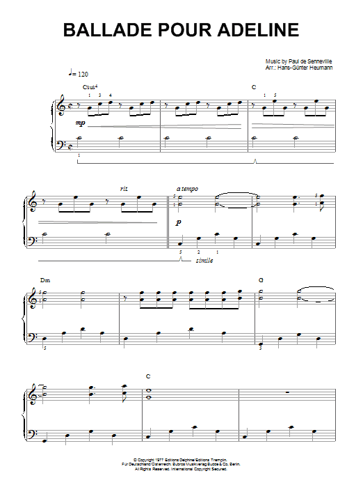 Ballade Pour Adeline (arr. Hans-Gunter Heumann) Ballade Pour Adeline (arr. Hans-Gunter Heumann)