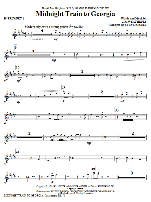Midnight Train To Georgia – Bb Trumpet 1 Midnight Train To Georgia – Bb Trumpet 1
