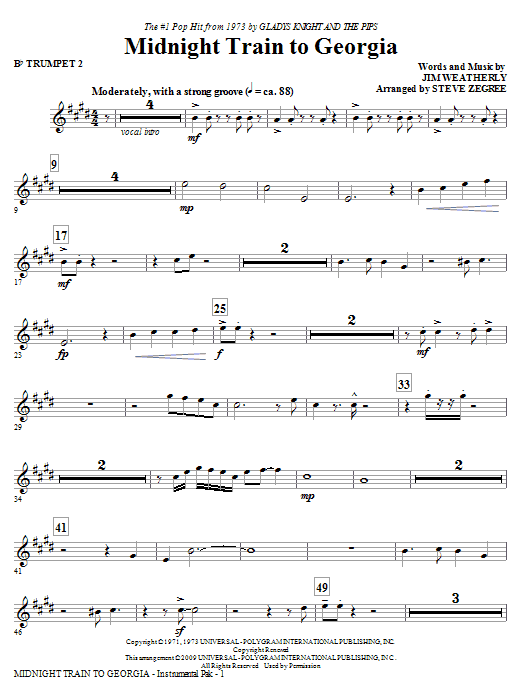 Midnight Train To Georgia – Bb Trumpet 2 Midnight Train To Georgia – Bb Trumpet 2