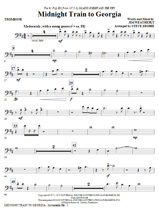 Midnight Train To Georgia – Trombone Midnight Train To Georgia – Trombone