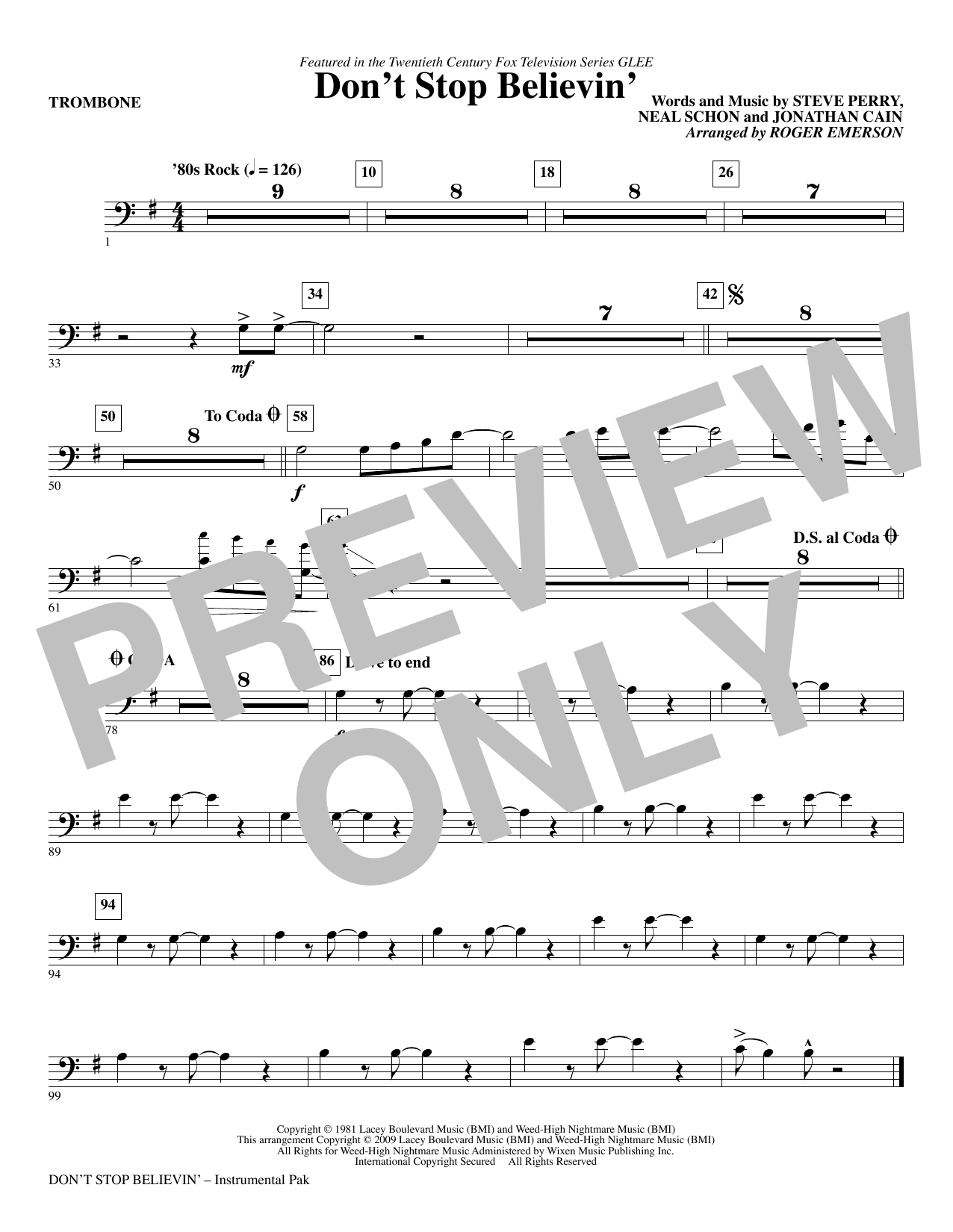 Don’t Stop Believin’ – Trombone Don’t Stop Believin’ – Trombone