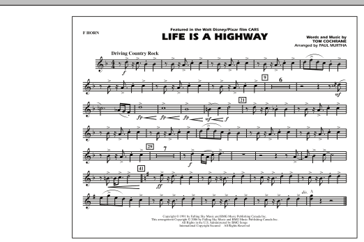 Life Is A Highway – F Horn Life Is A Highway – F Horn
