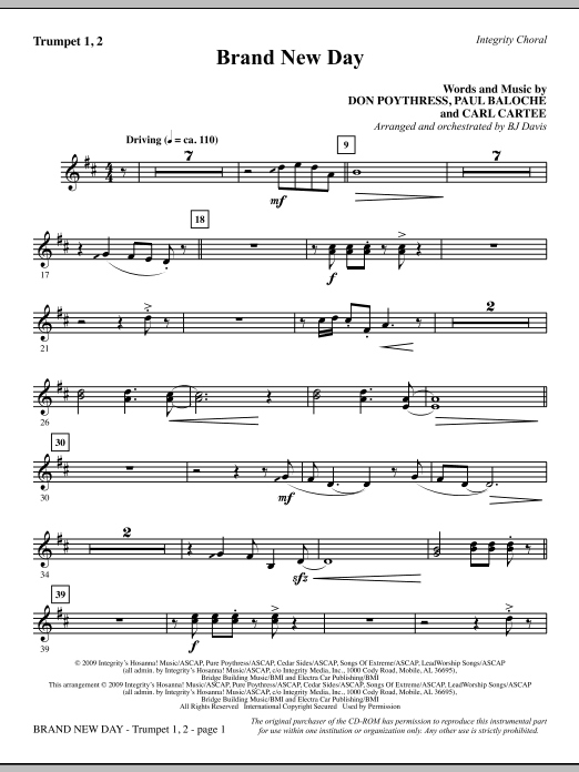 Brand New Day – Bb Trumpet 1,2 Brand New Day – Bb Trumpet 1,2