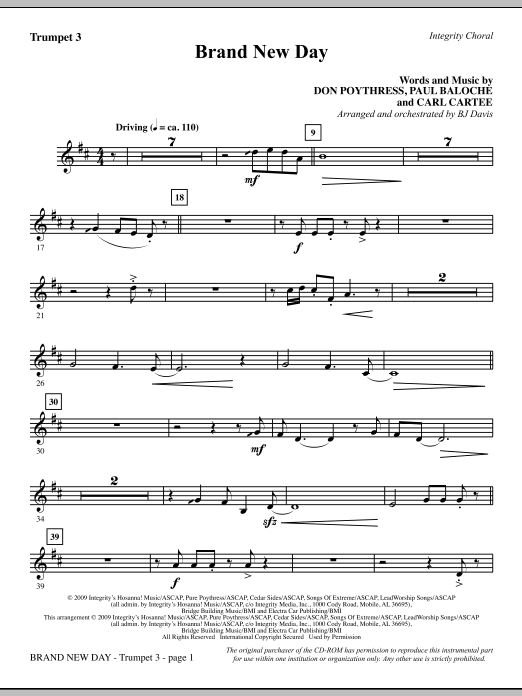 Brand New Day – Bb Trumpet 3 Brand New Day – Bb Trumpet 3