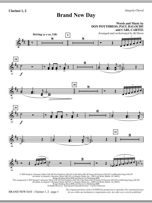 Brand New Day – Clarinet 1 & 2 Brand New Day – Clarinet 1 & 2