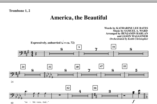 America, The Beautiful – Trombone 1 & 2 America, The Beautiful – Trombone 1 & 2