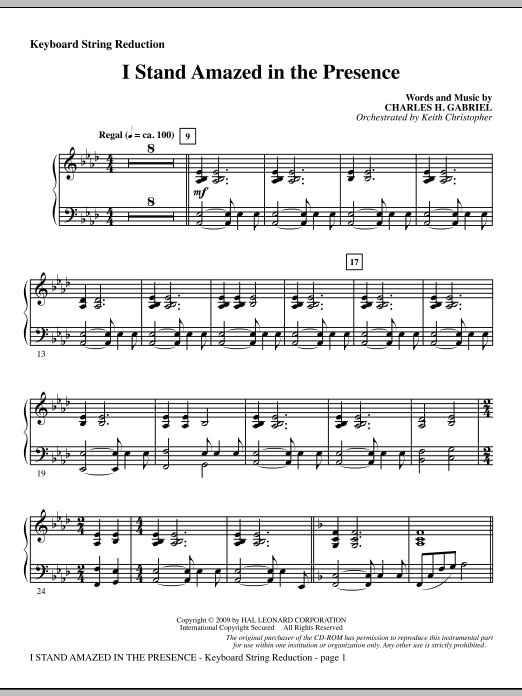 I Stand Amazed In The Presence – Keyboard String Reduction I Stand Amazed In The Presence – Keyboard String Reduction