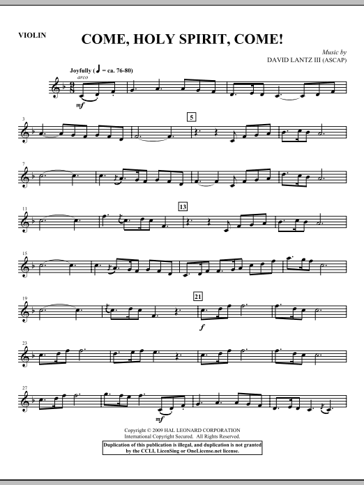 Come, Holy Spirit, Come! – Violin Come, Holy Spirit, Come! – Violin