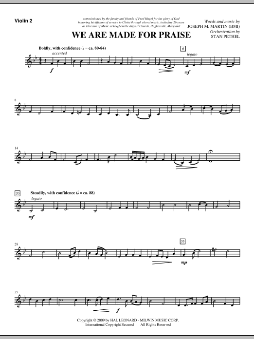 We Are Made For Praise – Violin 2 We Are Made For Praise – Violin 2