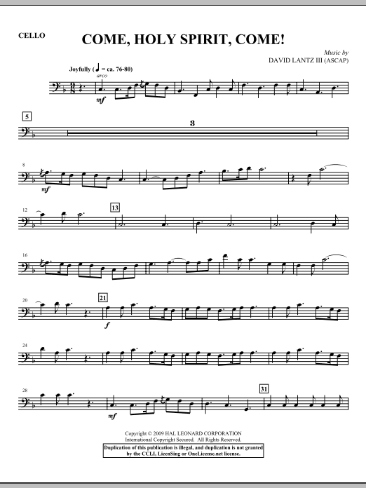 Come, Holy Spirit, Come! – Cello Come, Holy Spirit, Come! – Cello