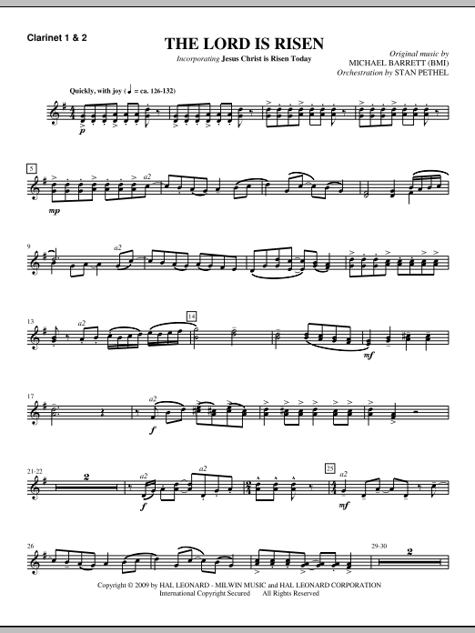 The Lord Is Risen – Bb Clarinet 1,2 The Lord Is Risen – Bb Clarinet 1,2