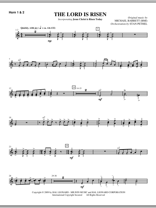 The Lord Is Risen – F Horn 1,2 The Lord Is Risen – F Horn 1,2