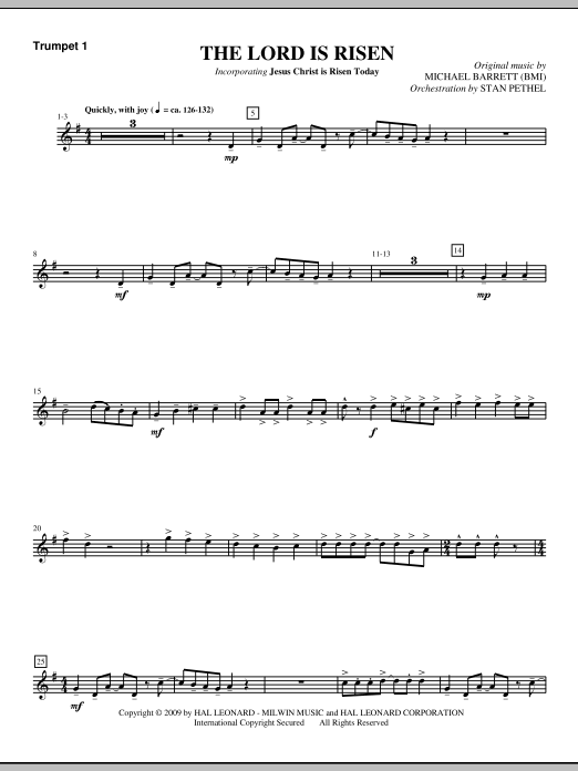 The Lord Is Risen – Bb Trumpet 1 The Lord Is Risen – Bb Trumpet 1