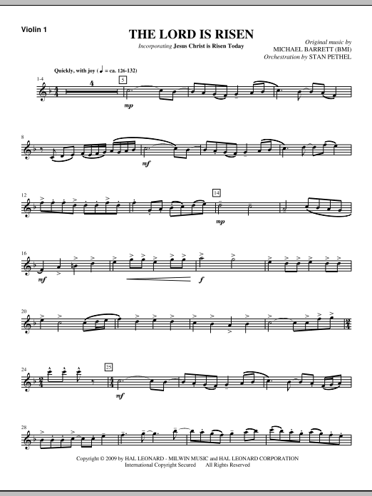 The Lord Is Risen – Violin 1 The Lord Is Risen – Violin 1