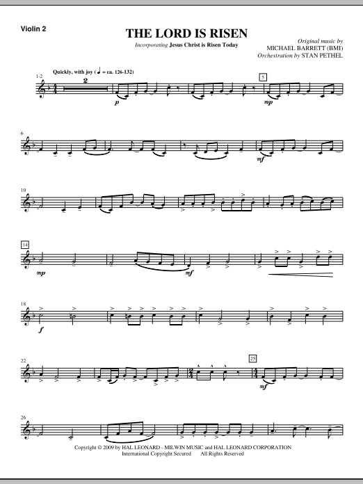 The Lord Is Risen – Violin 2 The Lord Is Risen – Violin 2