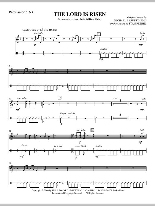 The Lord Is Risen – Percussion 1 & 2 The Lord Is Risen – Percussion 1 & 2