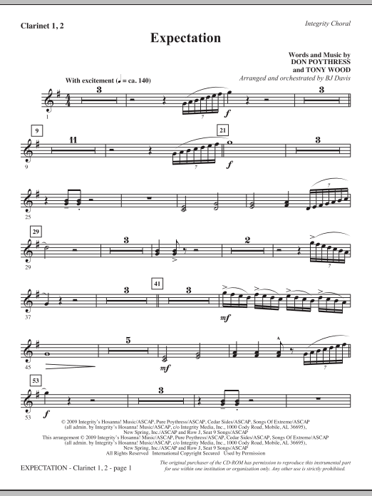 Expectation – Clarinet 1 & 2 Expectation – Clarinet 1 & 2