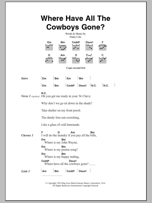Where Have All The Cowboys Gone? Where Have All The Cowboys Gone?